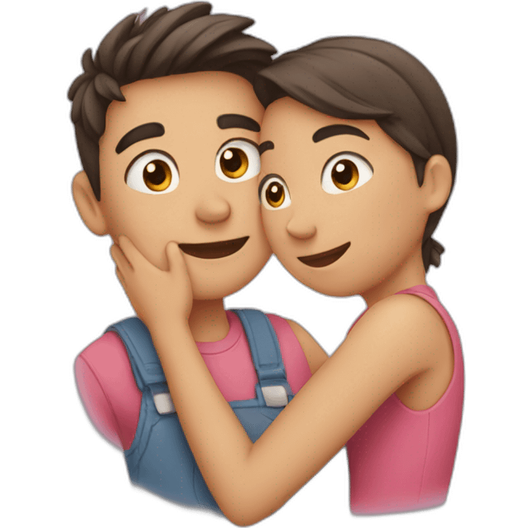 Boy and girl hugging emoji