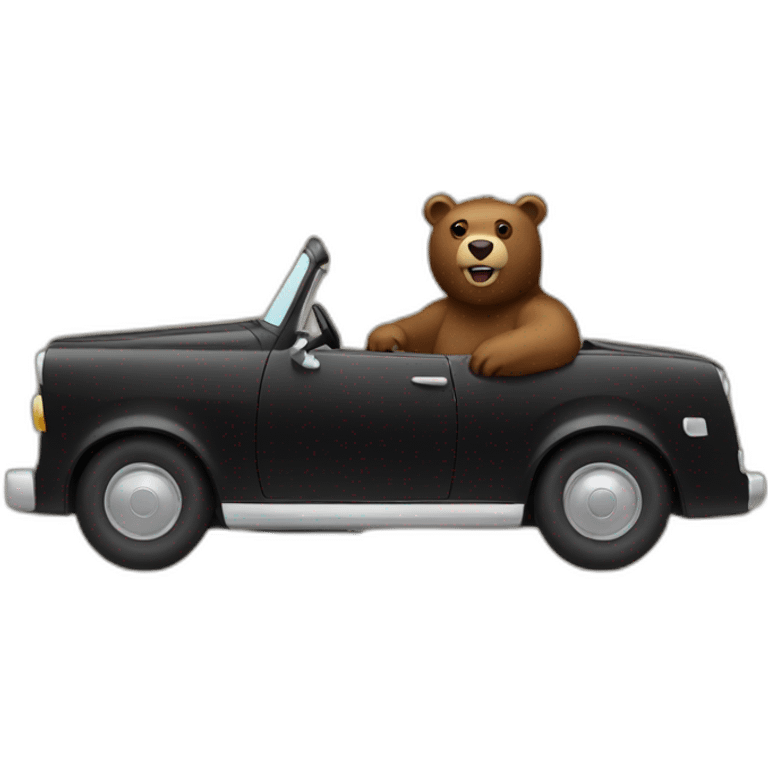 brown bear driving a black car emoji