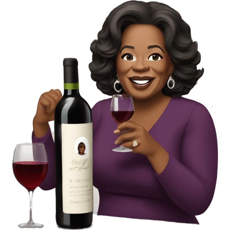 Oprah Winfrey drinking a bottle of wine emoji