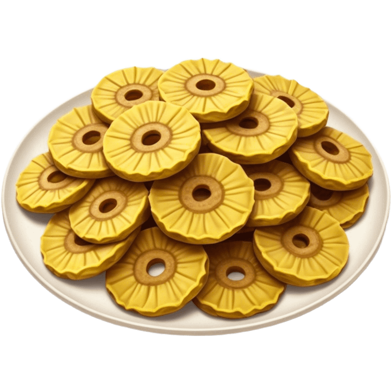 Patacones Cinematic Realistic Patacones Dish Emoji, depicted as crushed, crispy plantain discs, rendered with rich textures and dynamic, natural lighting. emoji