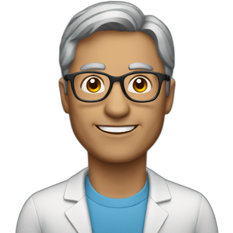 a physic teacher, with dark gray hair, and glasses emoji