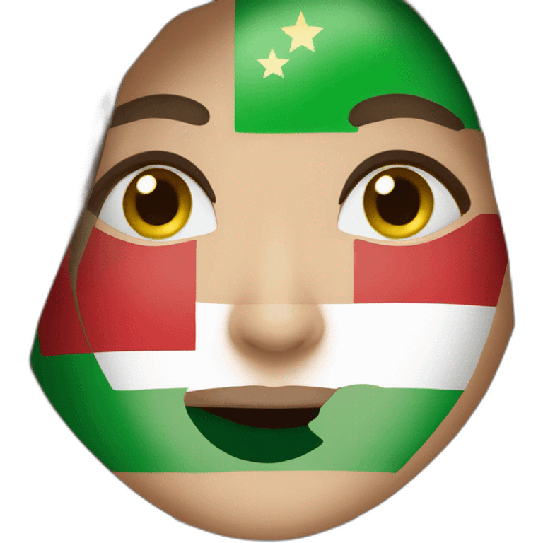 long haired brunette with brown eyes holding bulgarian flag emoji