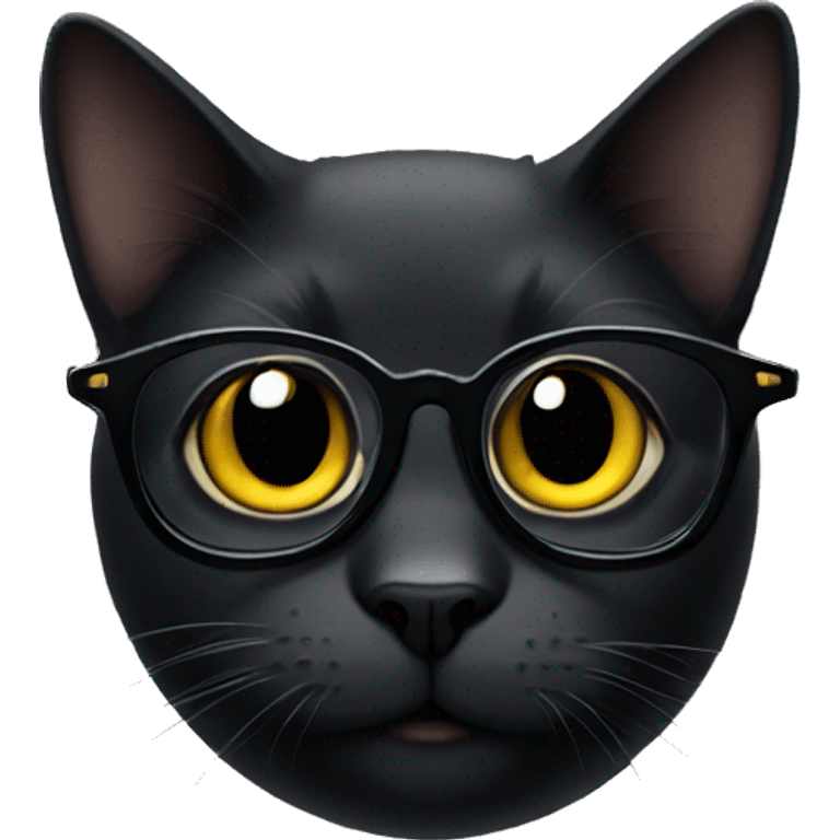 Black cat with glasses  emoji