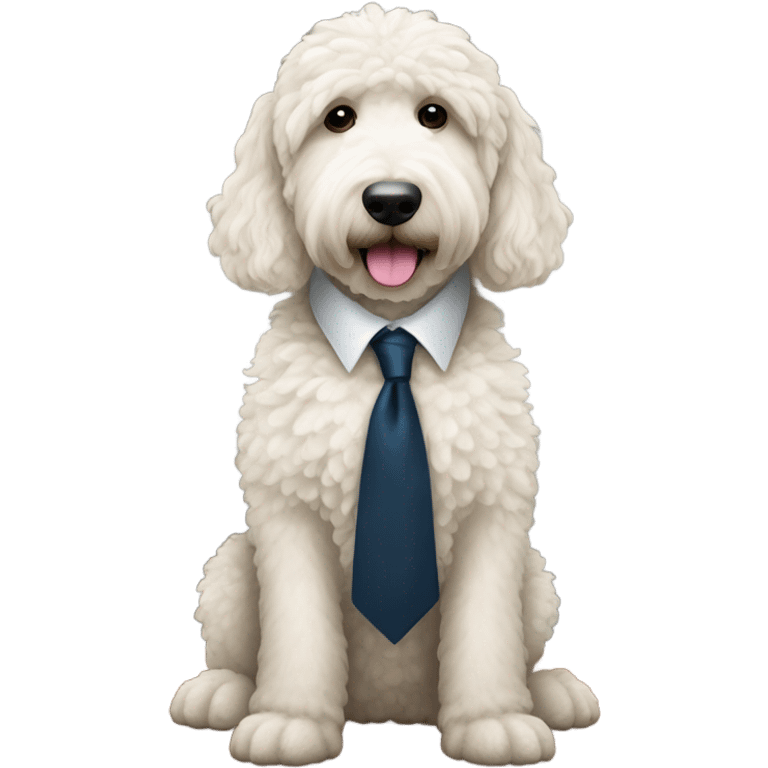 White Goldendoodle as an attotney emoji