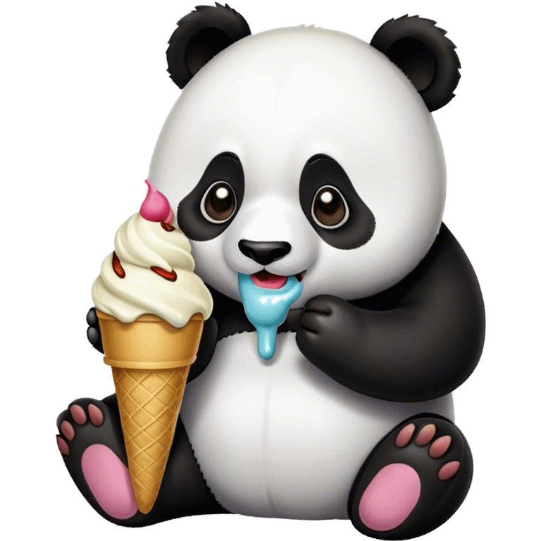 Panda eating ice cream emoji