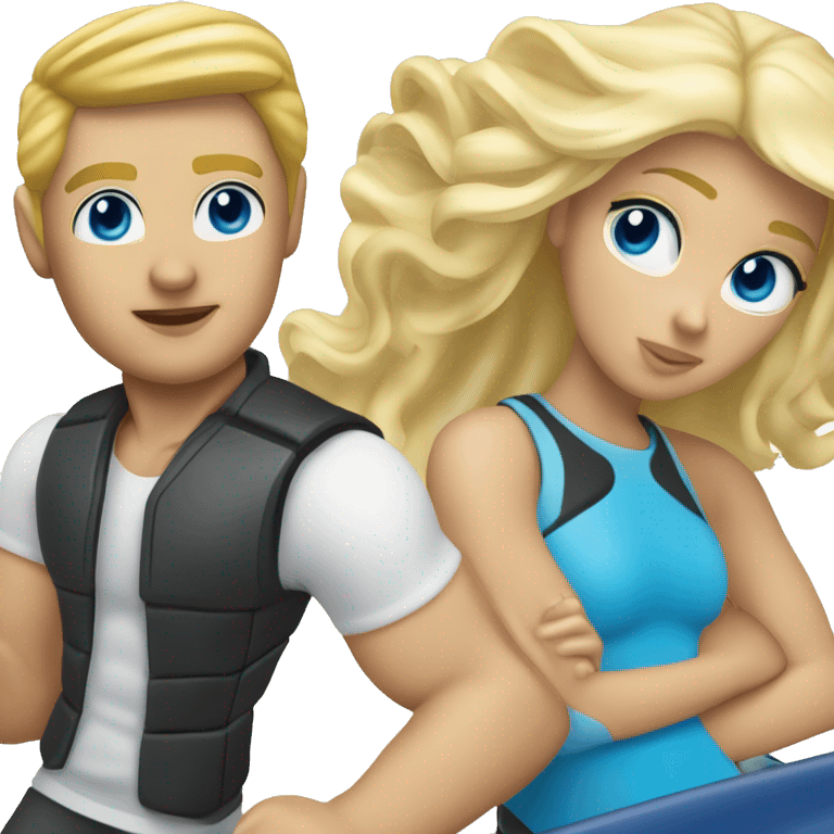 blonde hair blue eye man, and blonde hair blue eyed girl hoppin off a jetski emoji