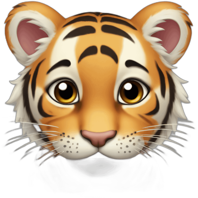 baby tiger with 2 teeth down emoji