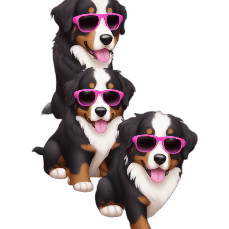 Bernese mountain dog in pink sunglasses  emoji