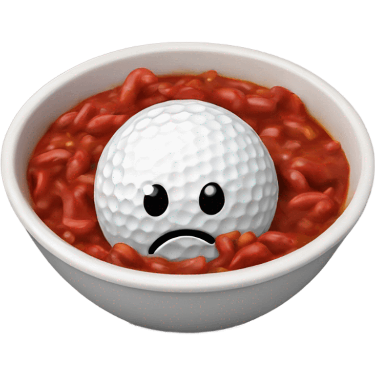 Sad golf ball in bowl of chili emoji