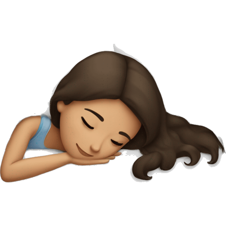 Brunette girl sleeping in the bed emoji