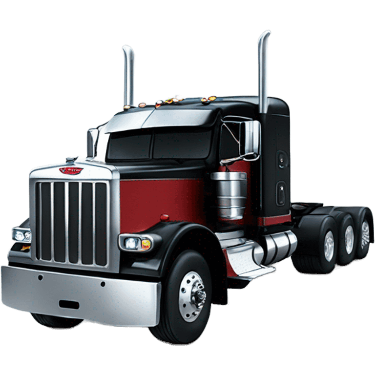 Peterbilt 389 black with flat top and dual rear tires and flat bumper emoji