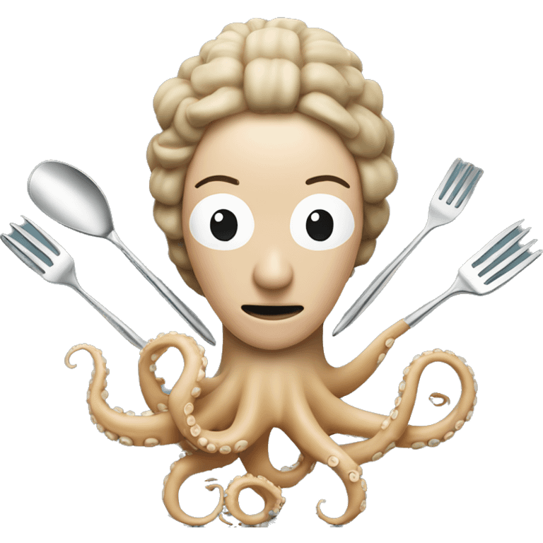 Martha Stewart head on octopus body holding kitchen utensils  emoji