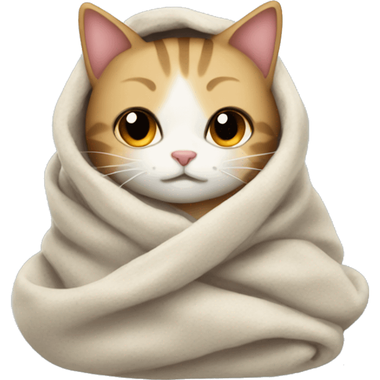 Cozy cat in blanket emoji