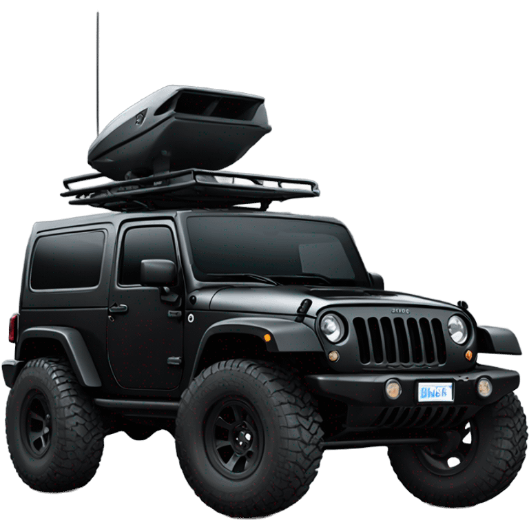 Black Jeep wrangler modded with lift and snorkel all black emoji