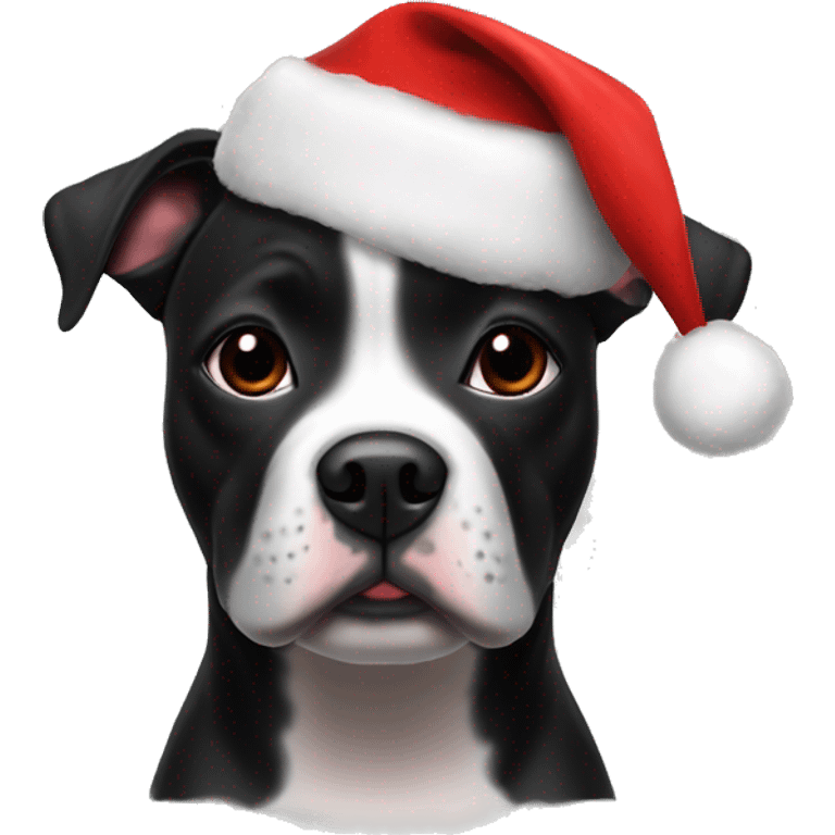 Little Black staffie with santa’s hat emoji