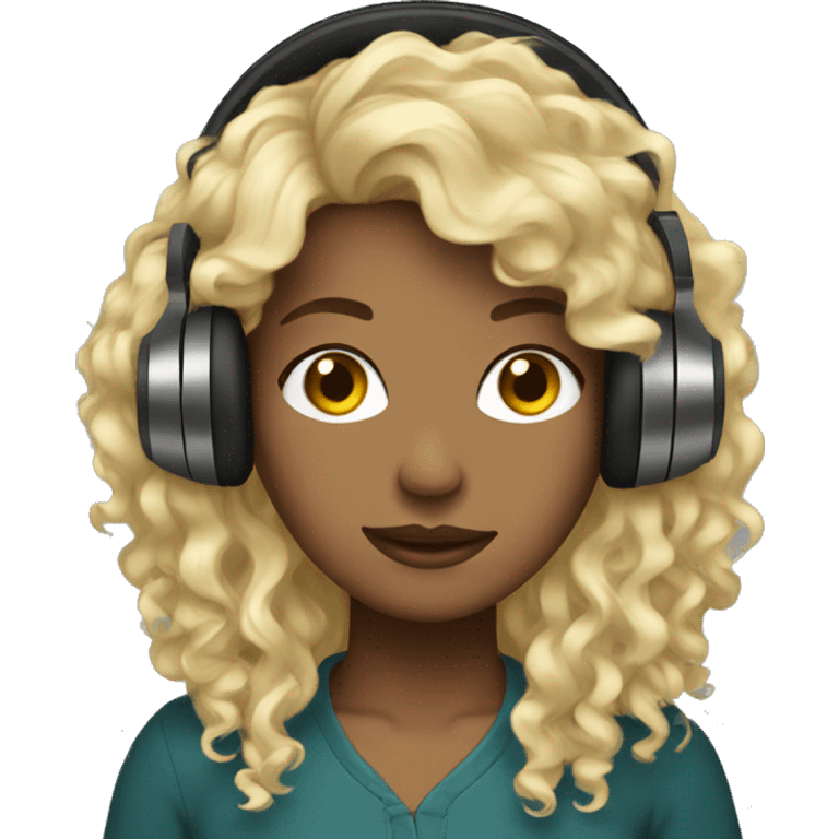 dark blondie wearing headphones curly hair  emoji