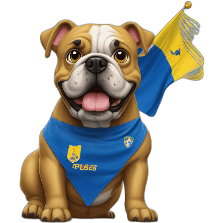 Bull dog Frances negro con bandera Ud las Palmas football emoji