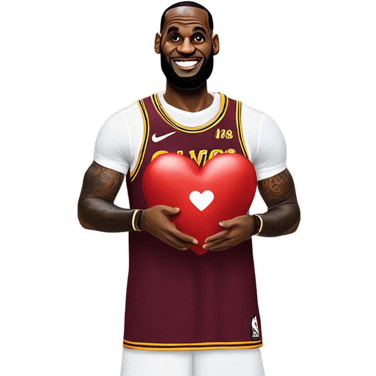 LeBron James holding a heart emoji