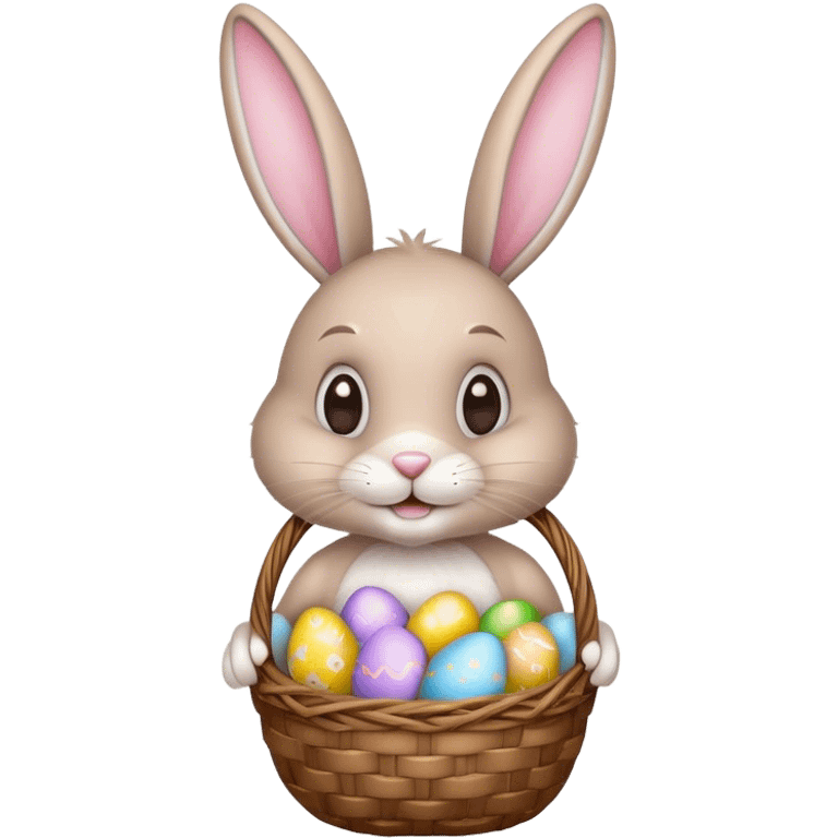 easter bunny with egg basket emoji