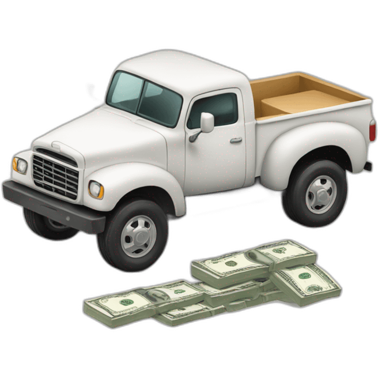 a truck with a full body of dollars emoji