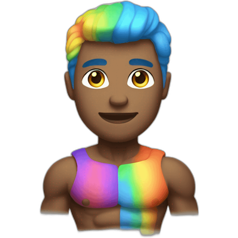 Muscle gay with rainbow skin emoji