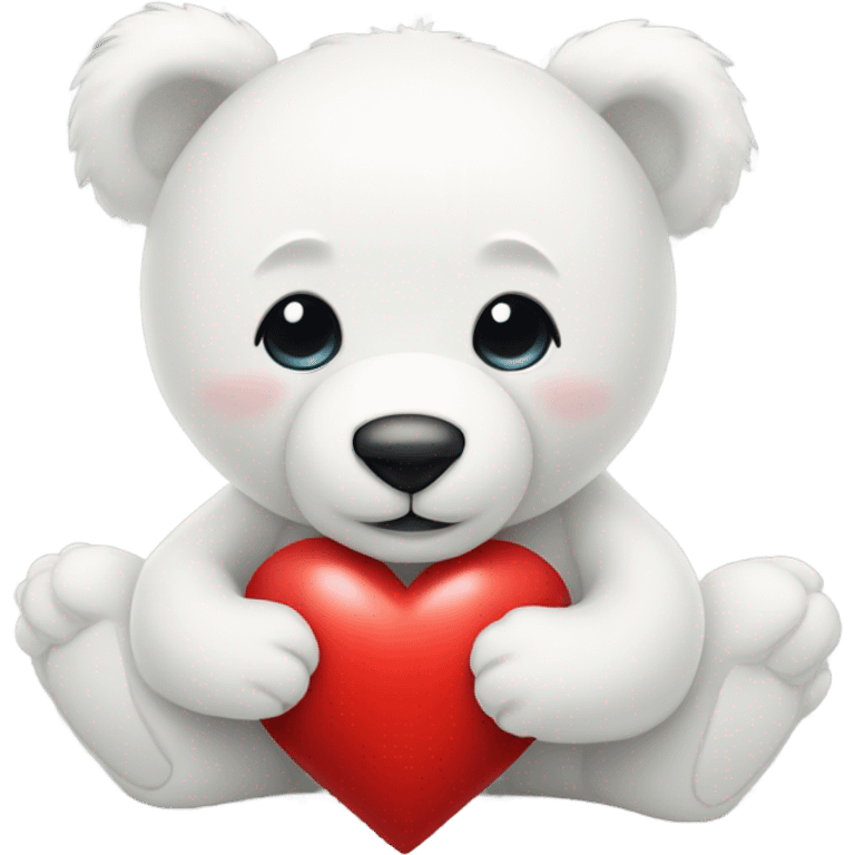 white teddy bear holding heart  emoji