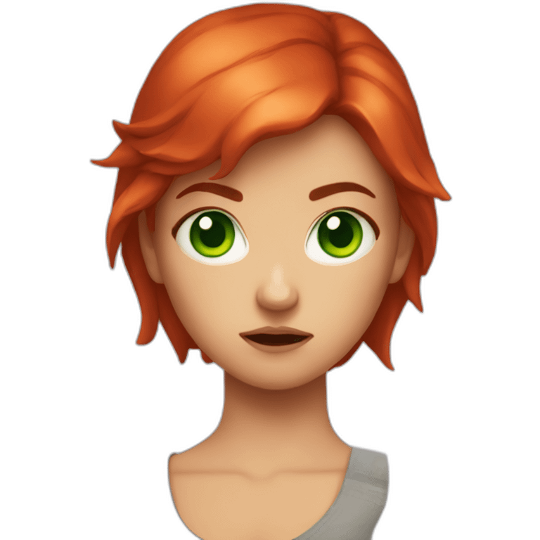 the girl with green eyes and red hair is angry emoji