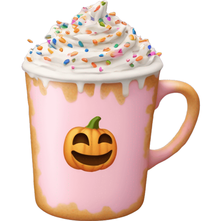 Light pink pumpkin latte with Multicolored Sprinkling emoji