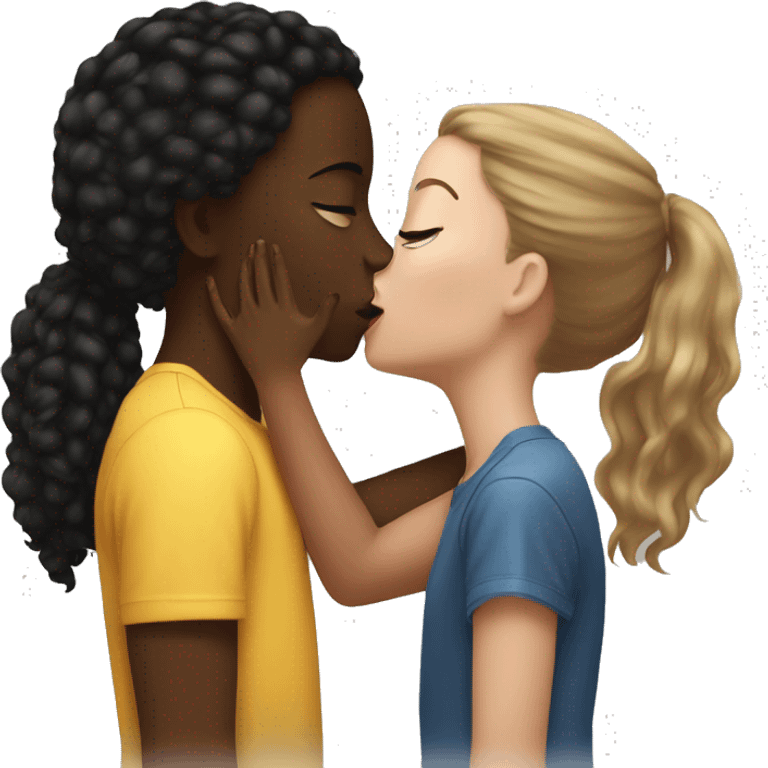 A white girl kissing black girl emoji