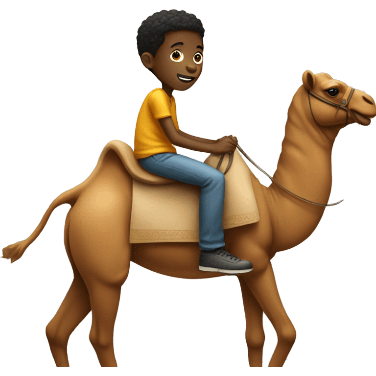 A black boy on a camel emoji