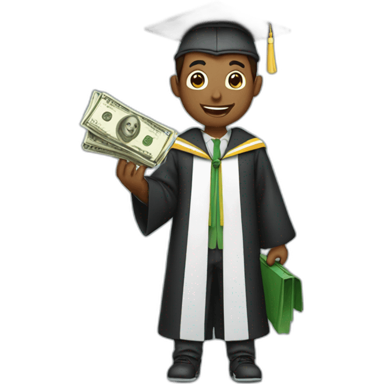 graduate men is holding money emoji