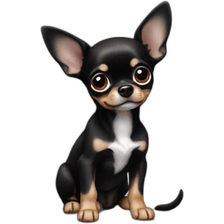 Black chihuahua puppy big ears emoji