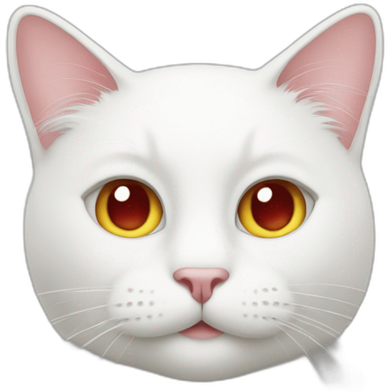 white cat with hearts in eyes on ios emoji style emoji