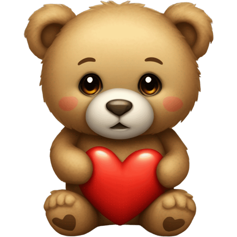 Teddy bear holding a heart emoji