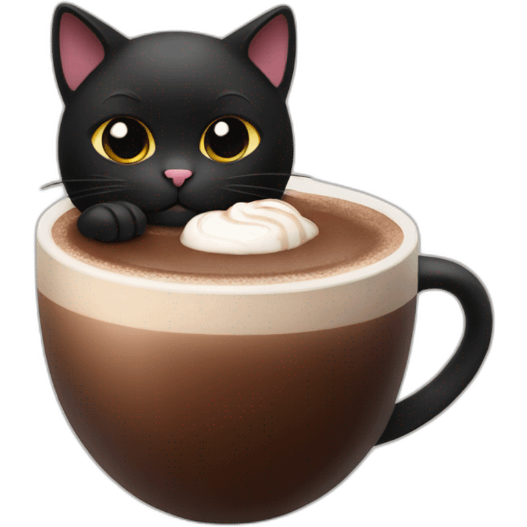 Black Cat with a hot chocolate emoji