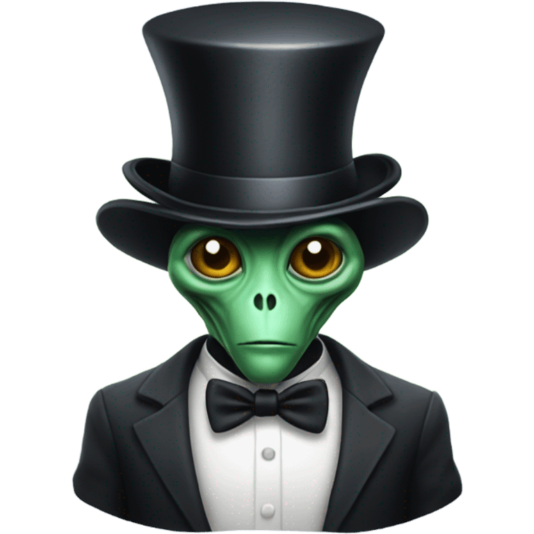 Alien with top hat and tuxedo  emoji