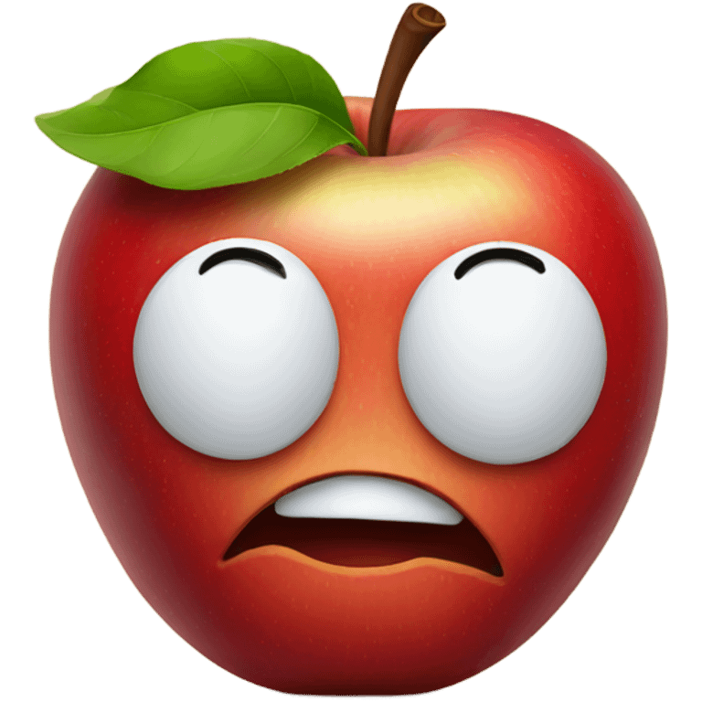 Apple with a face emoji