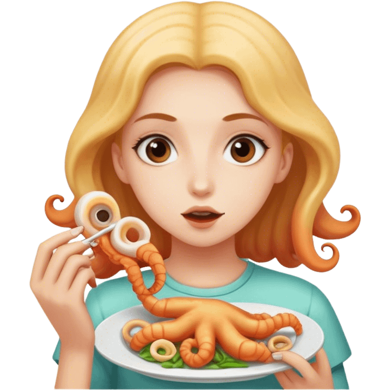 Make this girl eating calamari  emoji