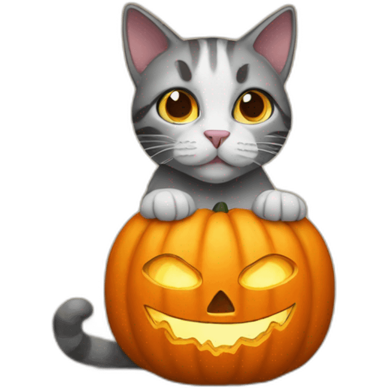 cat with pumkin heat emoji