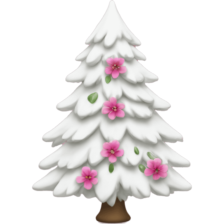 white christmas tree with pink flowers  emoji