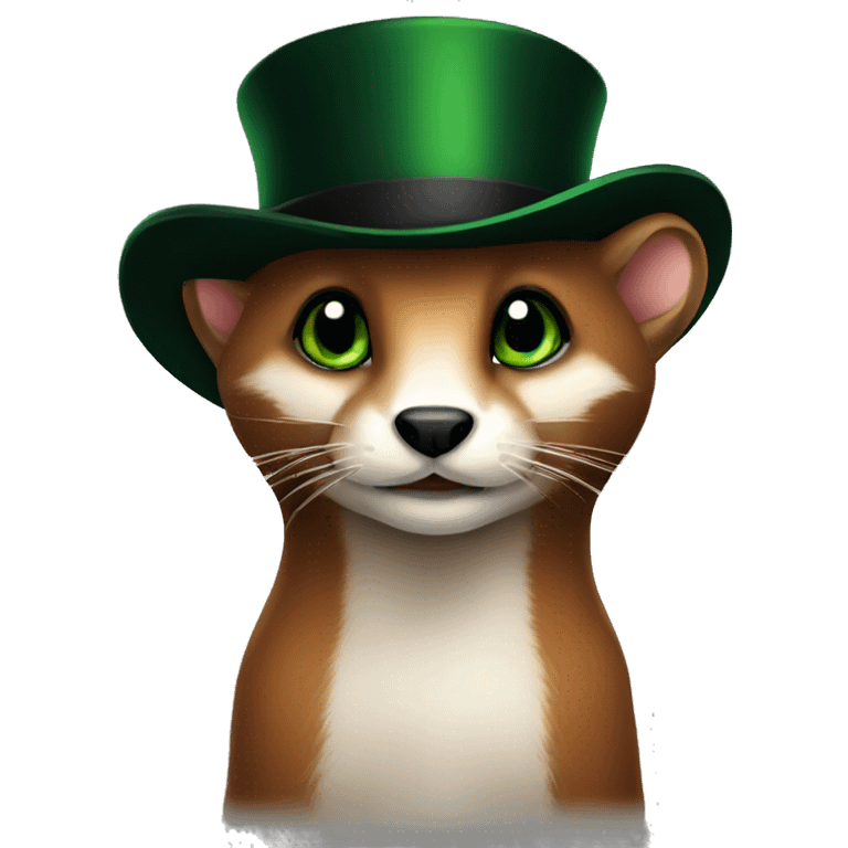 brown weasel with green eyes and black top hat emoji