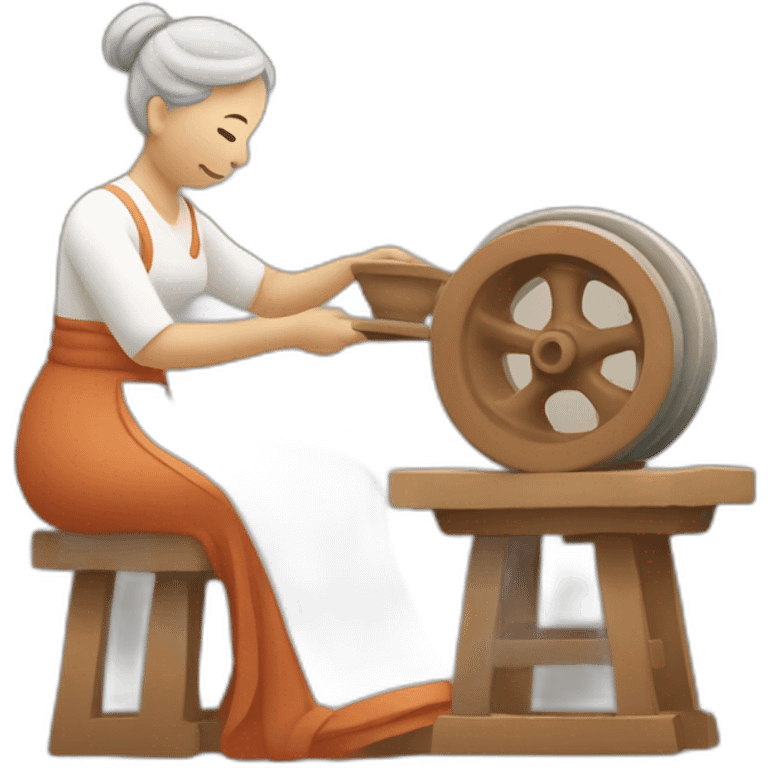 pottery wheel in front of a lady emoji