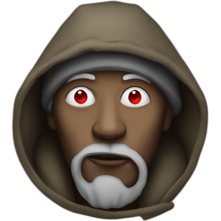 Homeless man with red eye whites smoking emoji