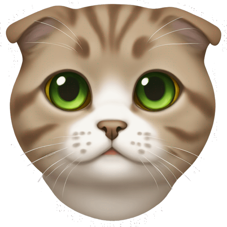 Brown Scottish fold cat with green eyes emoji