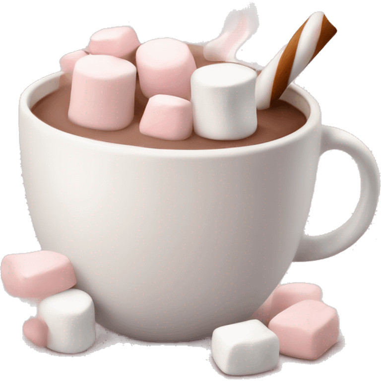 Light Pink mug of hot chocolate with marshmallows  emoji