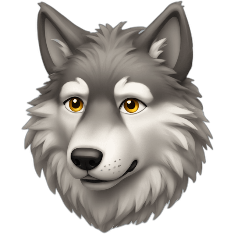 fluffy wolf, 3/4 view emoji