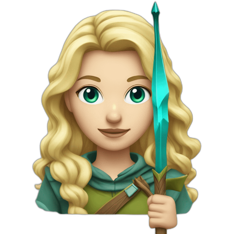 Female blond hunter with arrow,light cyan eyes, long wavy hair emoji