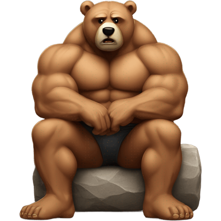 muscle bear resting on beg emoji