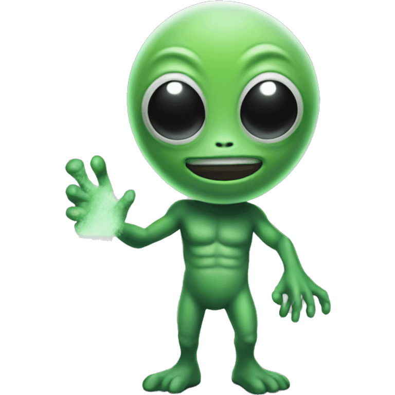 green alien with white powder in hand  emoji