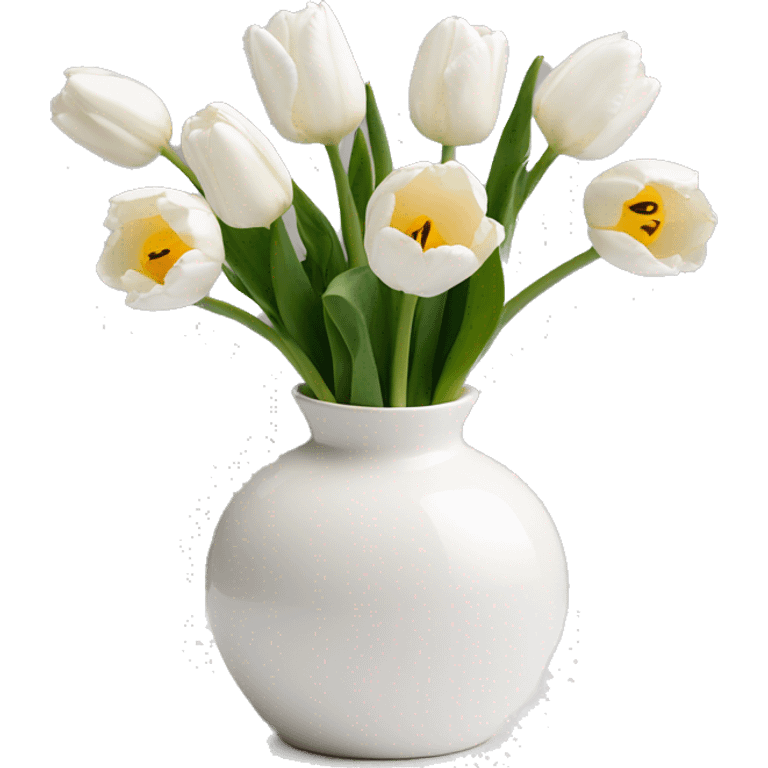 White tulips in white donut vase emoji